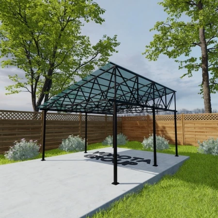 Треугольный навес бирюзового цвета, монолитный поликарбонат 6500*16000