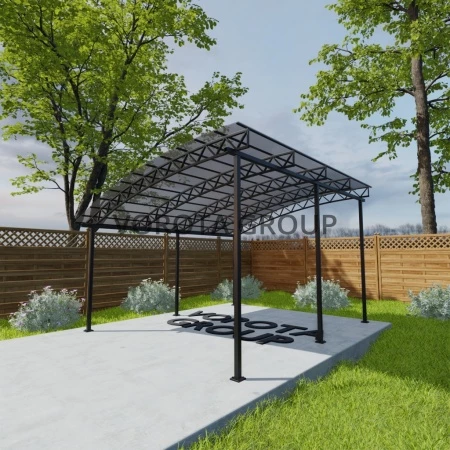 Полуарочный навес бронзово-серого цвета, сотовый поликарбонат 4500*7000